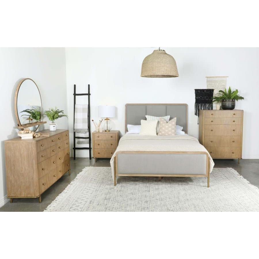 Upholstered Eastern King Panel Bed Sand Wash And Grey - HER Home Design Boutique